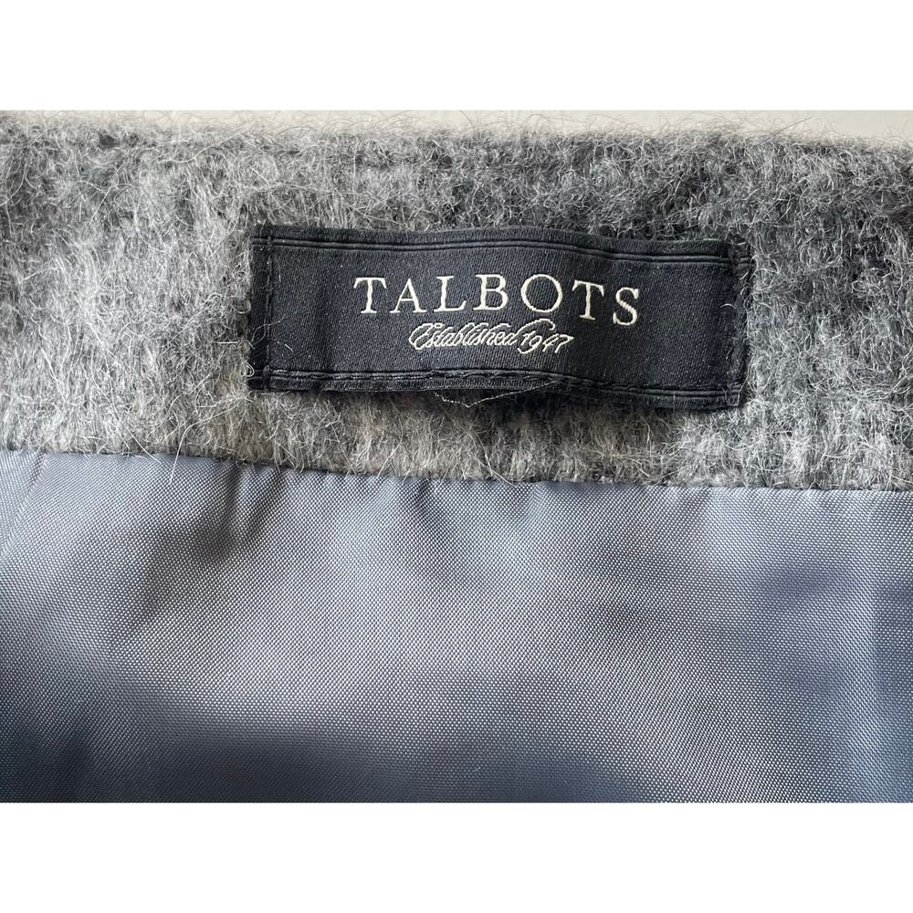 Talbots Skirt Wool Alpaca Blend Fuzzy Gray Plaid Pencil Sz 8 Preppy Academia - Picture 3 of 7